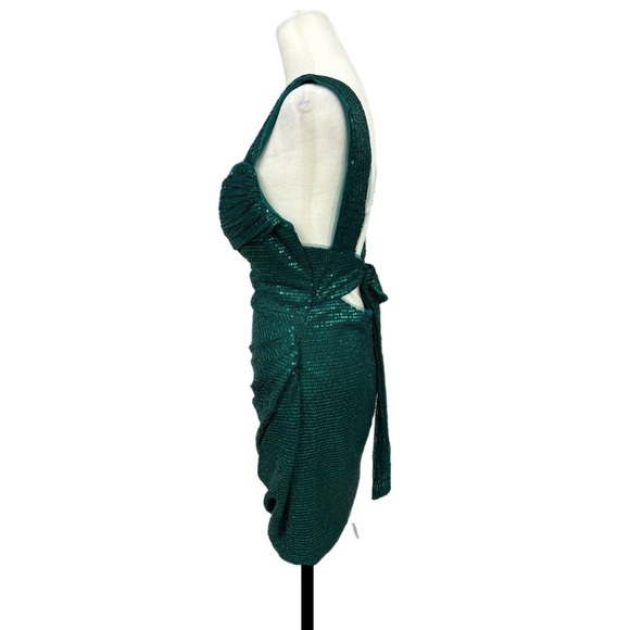 EAST COAST BELLA Green Sequin Cocktail Dress Sleeveless Tie Back Mini Women Sz M - Picture 6 of 16